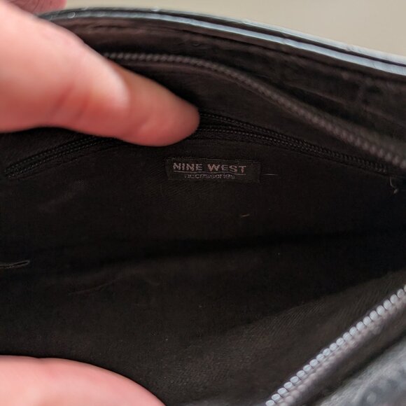 Nine West Black Croc Embossed Shoulder Bag | Y2K Vintage Handbag - Picture 5 of 14